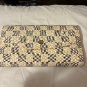 Louis Vuitton Beige and Dark Gray Checkered Clutch